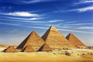 Pyramids of Giza The last surviving of the Seven Wonders of the Ancient World, the Pyramids of Giza are one of the world's most recognizable landmarks.