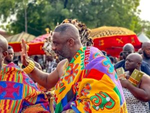 Idris Elba in a beautiful kente at the first Ghana Akwasidae Festival in 2023.