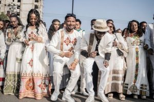 Hundreds of couple attend a mass wedding in Addis Ababa, Ethiopia, called Yeshih Gabicha.
